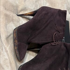 Burberry Dark Brown Suede Heeled Boots